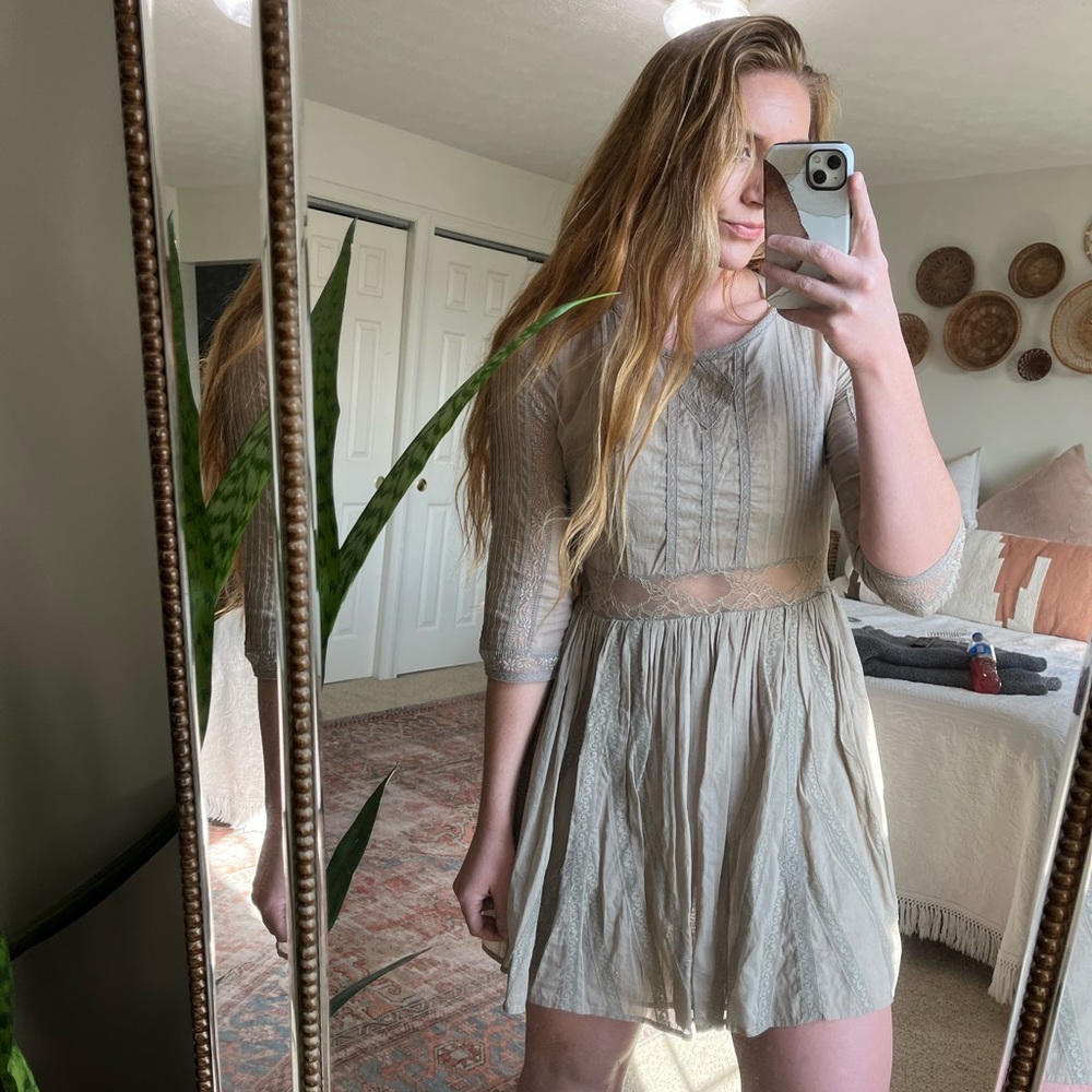 Free People Dress Lightweight Sheer Lace In Mid-section
